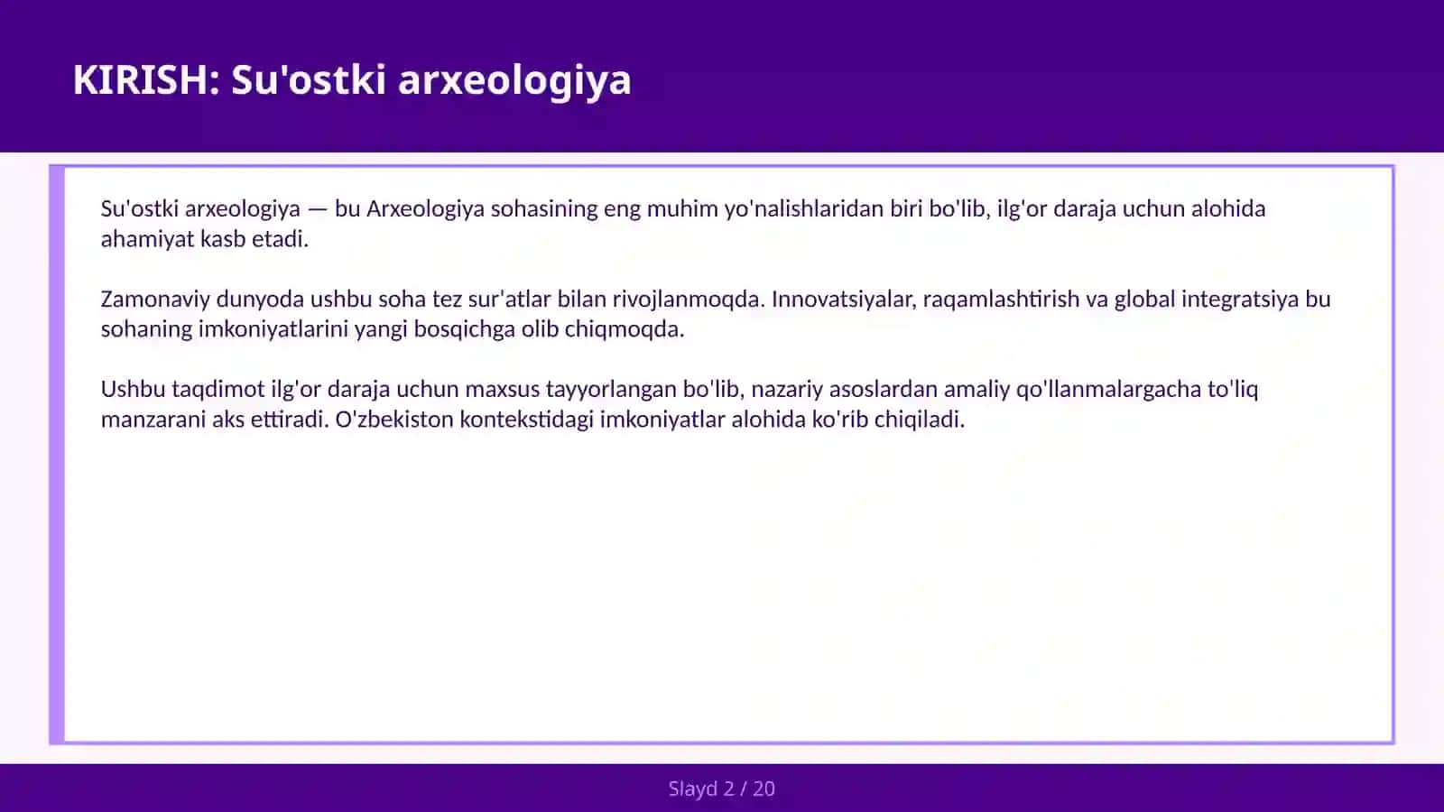 SU'OSTKI ARXEOLOGIYA 2