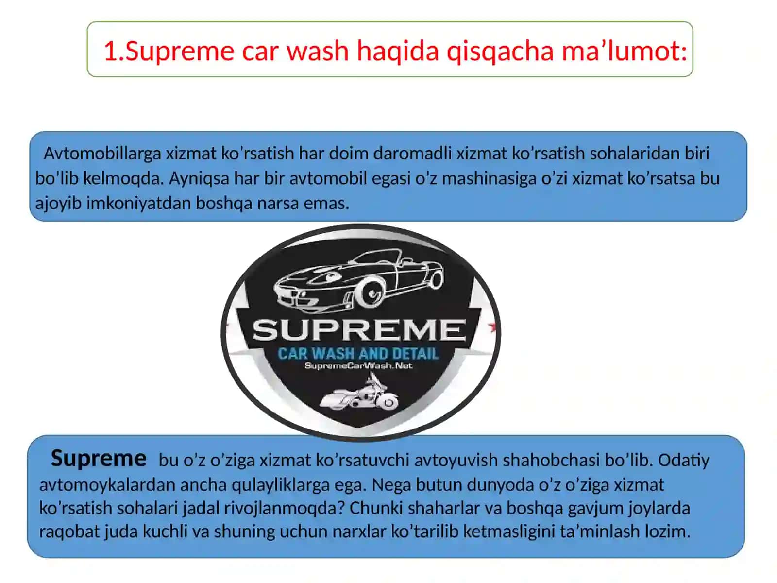BIZNES Loyihalash Supreme car wash 2