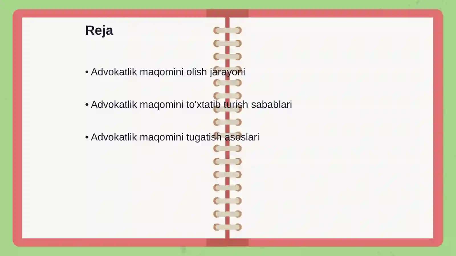Advokatlik maqomini olish to'xtatib turish va tugatish asoslari 2