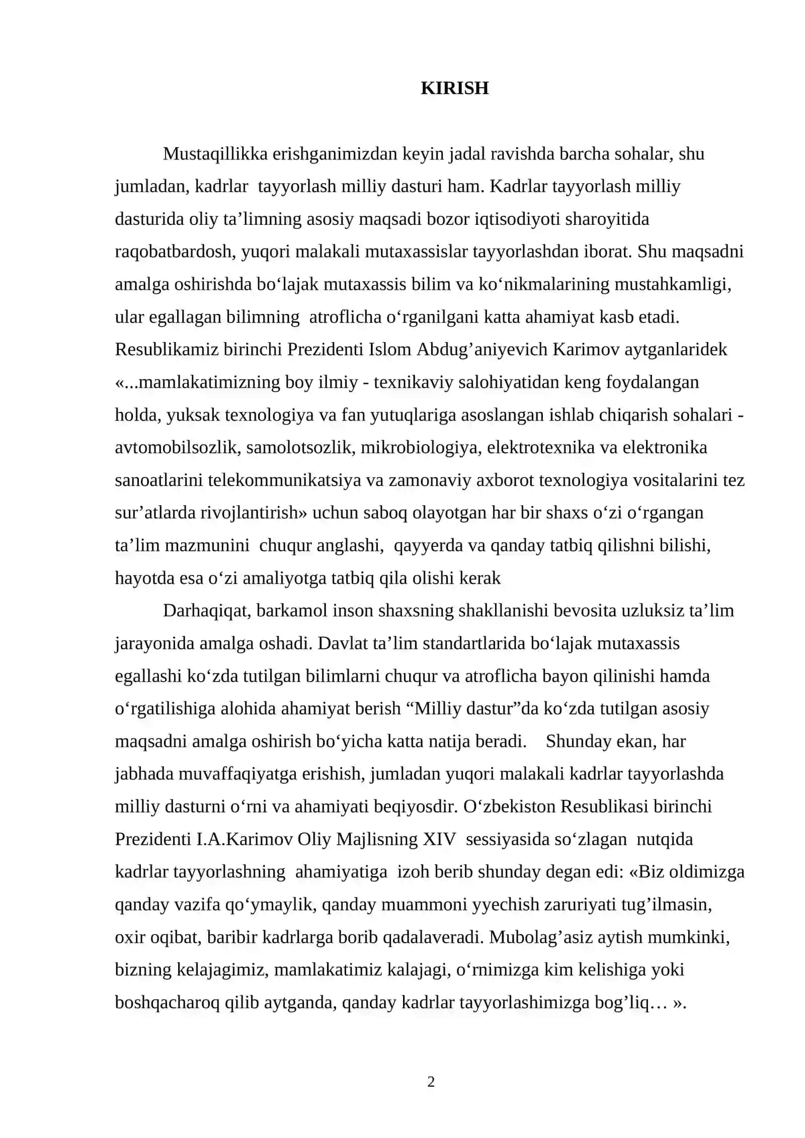 KADRLAR TAYYORLASH MILLIY DASTURI 2