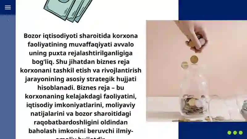 korxonani tashkil qilishda biznez rejaning ahamiyati va uni davlat ruyxatidan o’tkazish 2