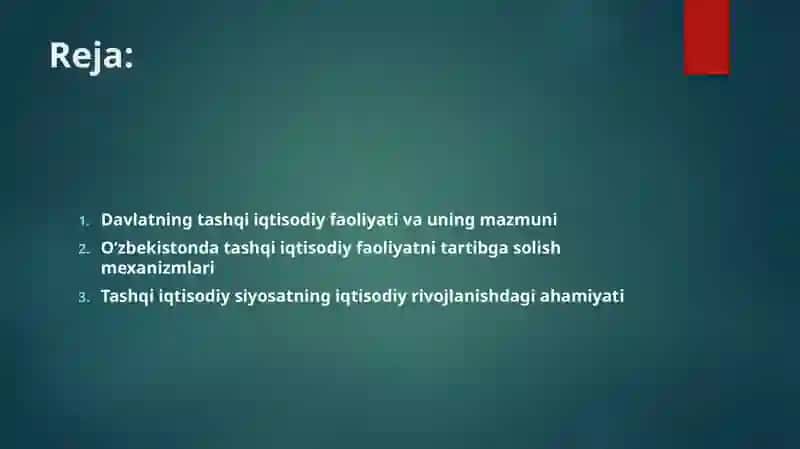 Davlatning tashqi iqtisodiy faoliyatni tartibga solish siyosati 2