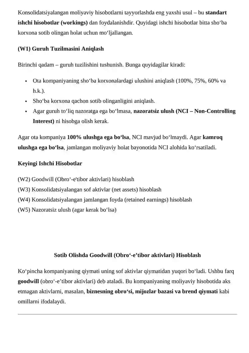 Konsolidatsiyalangan xisobotning moliyaviy bayonoti 2