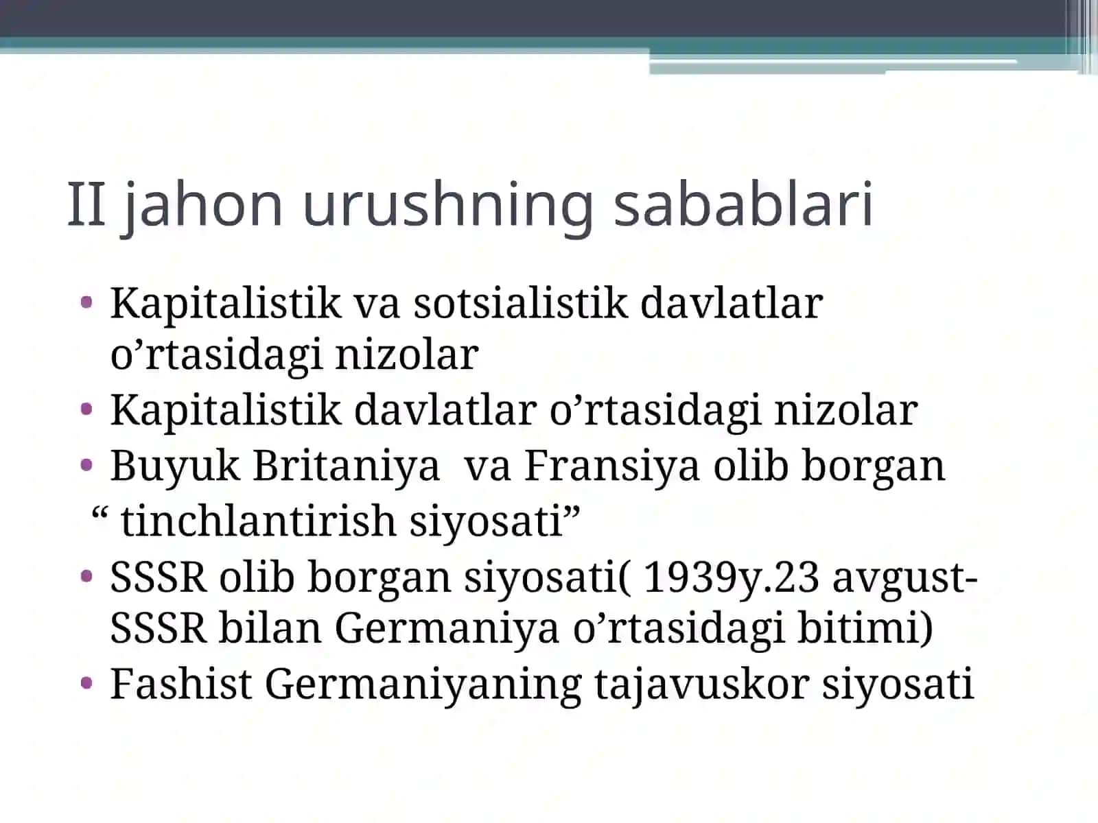 Ikkinchi jahon urushi yillarida O'zbek xalqining fashizm ustidan qozonilgan g'alabaga qoshgan hissasi 2