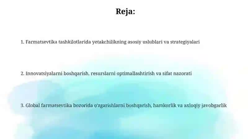 Farmatsevtik tashkilotlar boshqaruvida liderlik 2