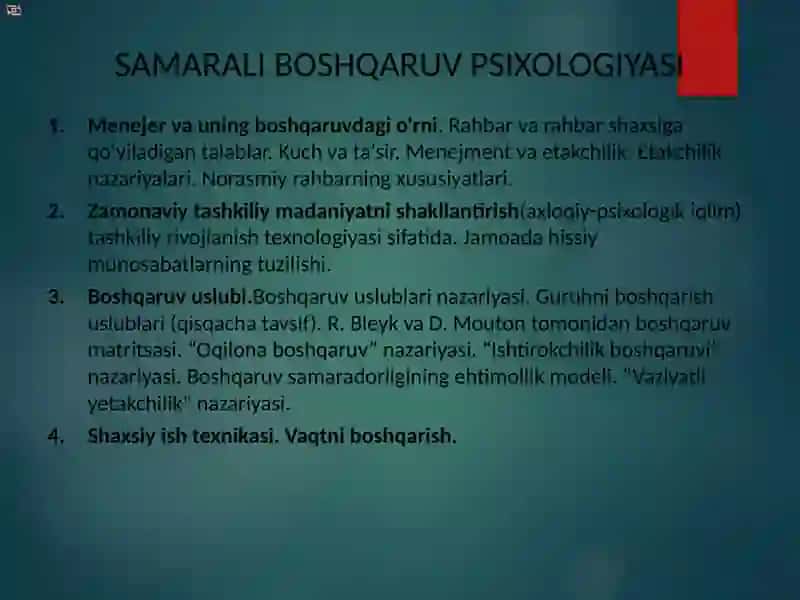 Samarali boshqaruvga to'sqinlik qiluvchi shaxs xislatlari 2