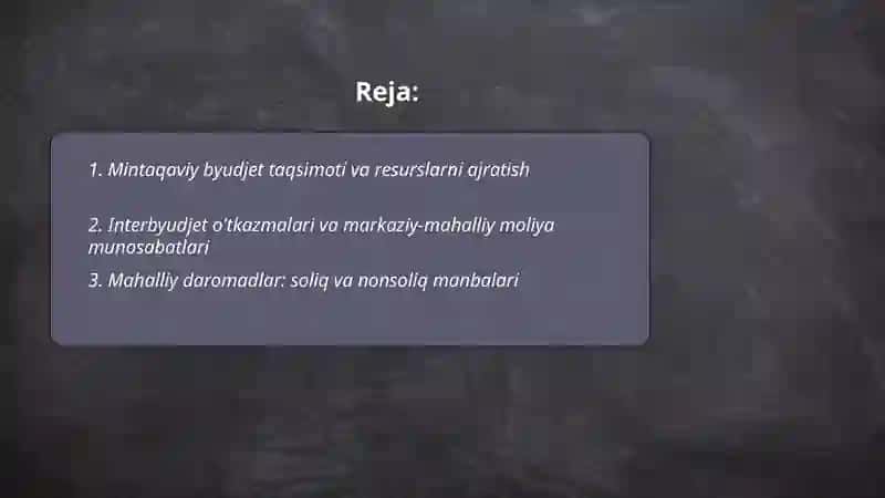 Mintaqaviy moliya 2