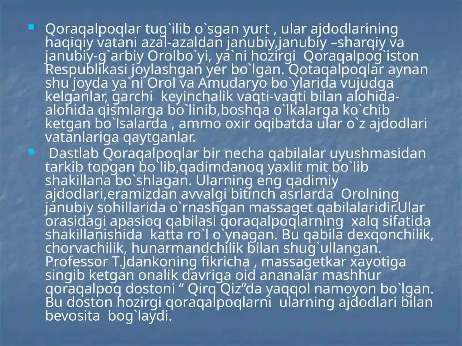 Qoraqalpoq   xalqining etnografiyasi, etnogenezi  va  etnik tarixi 2