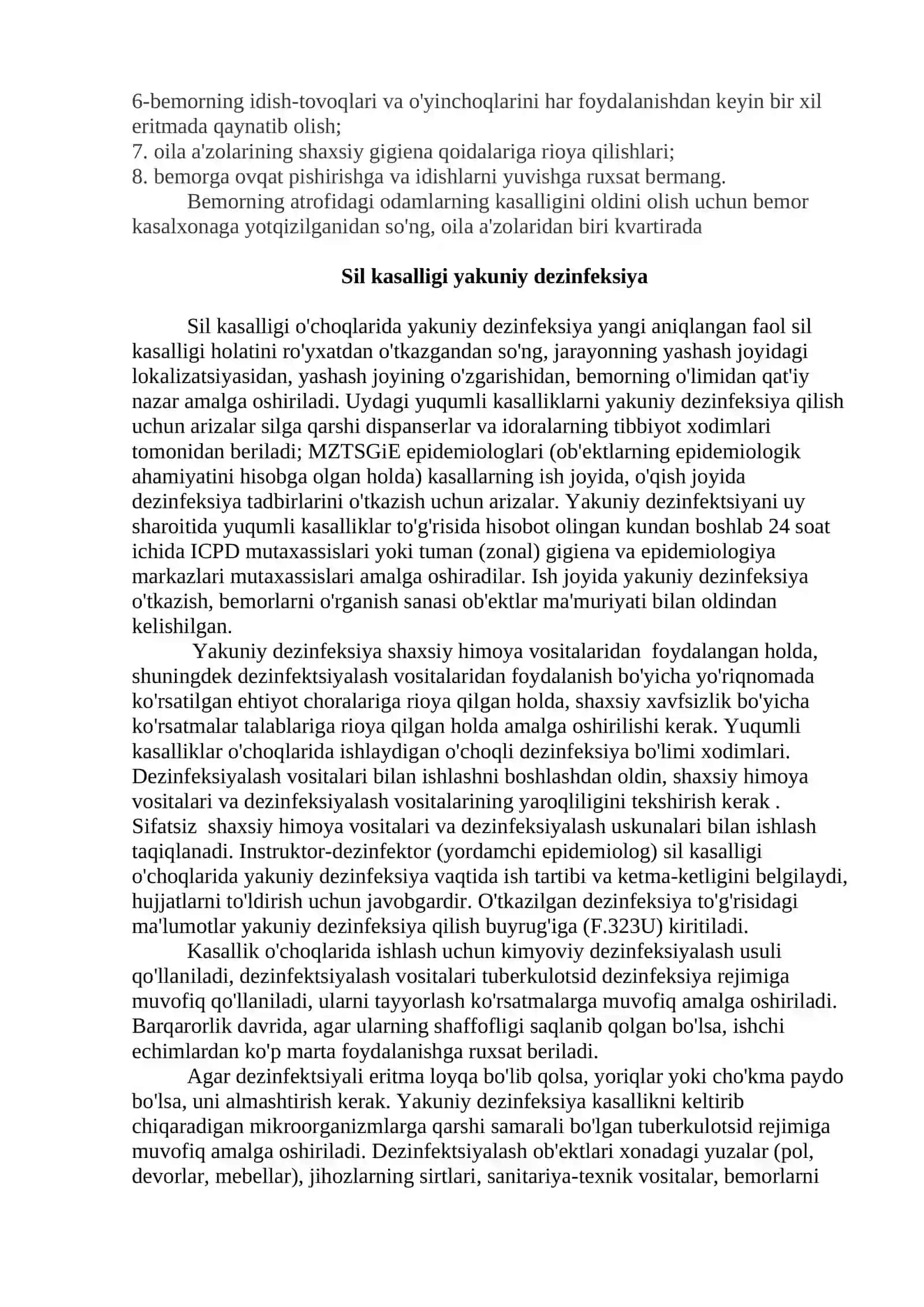 INFEKSIYALARNING AYRIM GURUHLARI UCHUN DEZINFEKSIYA 2