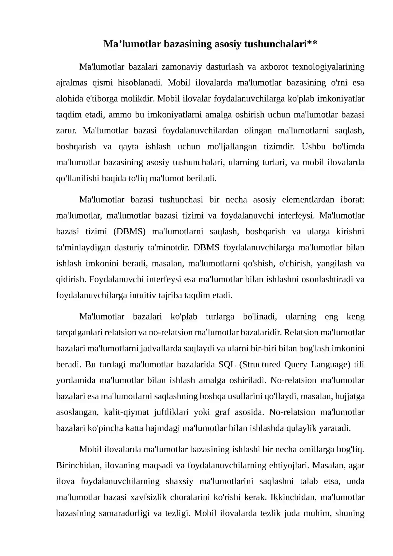 Mobil ilovalarda ma’lumotlar bazasi  SQLite va Firebase 2