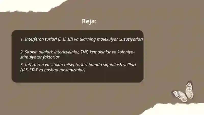 Interferon va Sitokinlar, ta'sir mexanizmi. Immunopatologiya, o'sma hujayralarini kelib chiqishdagi ahamiyati 2