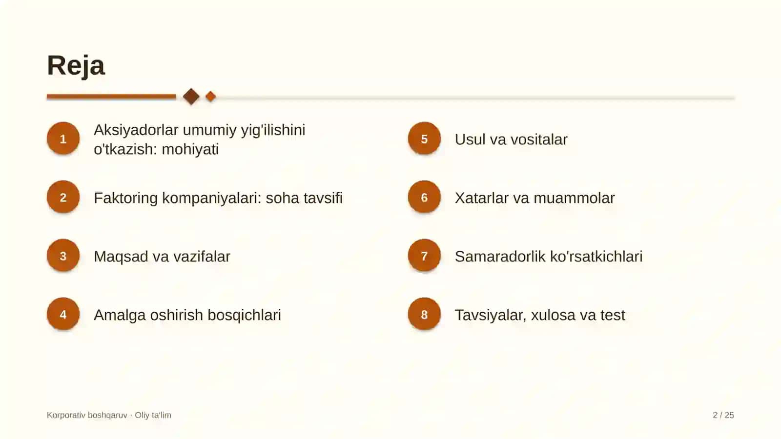 Faktoring kompaniyalarida aksiyadorlar umumiy yig'ilishini o'tkazish 2
