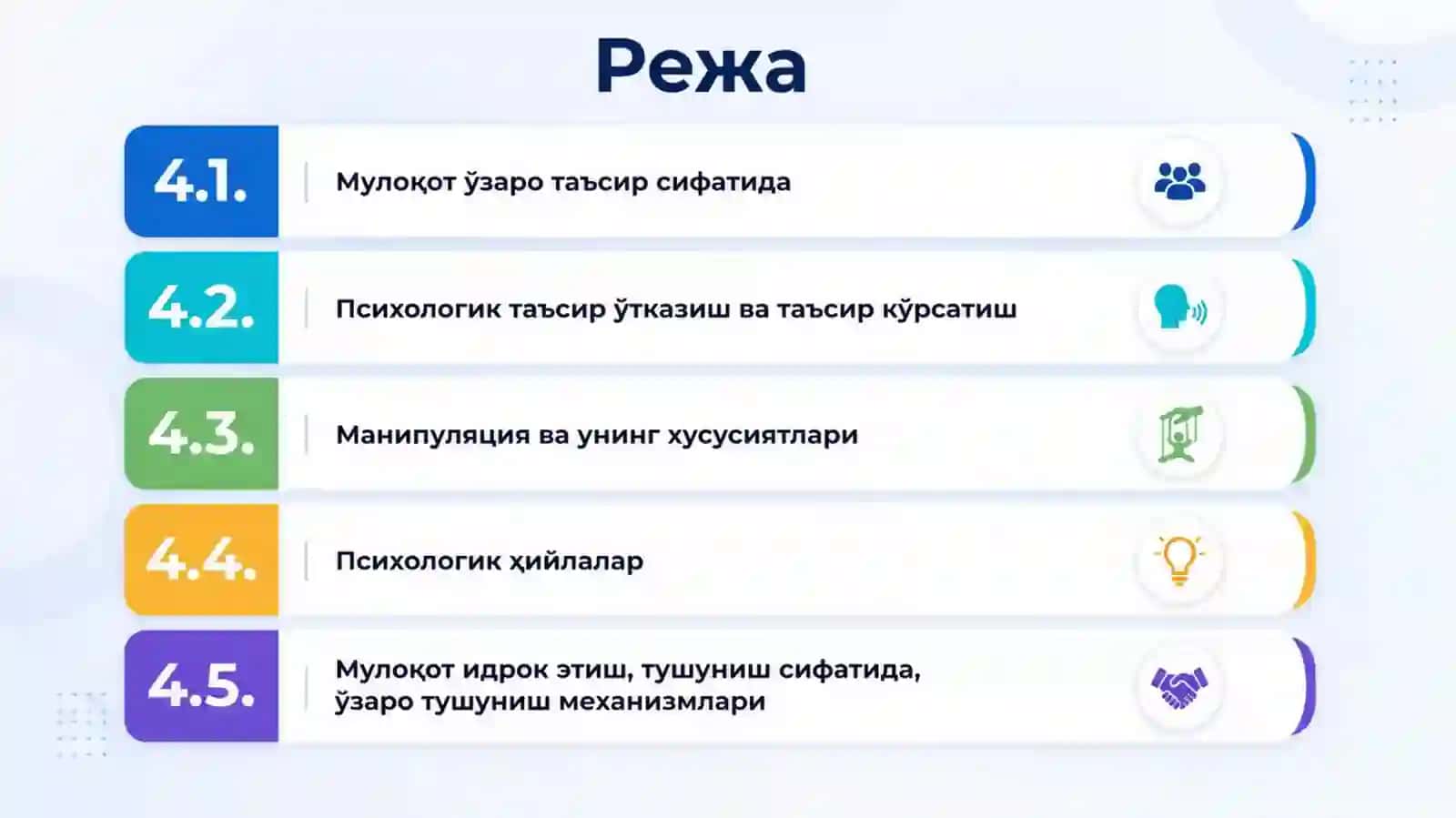 МУЛОҚОТ ШАХСЛАРАРО ЎЗАРО ТАЪСИР ВА ШАХСЛАРНИНГ БИР-БИРЛАРИНИ ТУШУНИШ СИФАТИДА 2