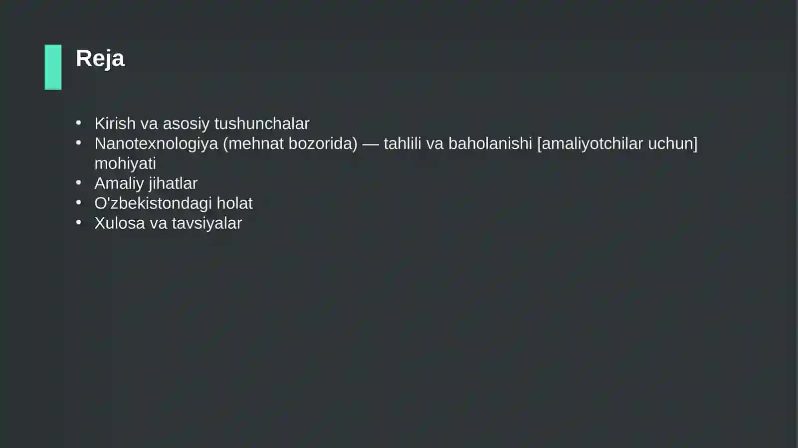 Nanotexnologiya (mehnat bozorida) — tahlili va baholanishi [amaliyotchilar uchun] 2