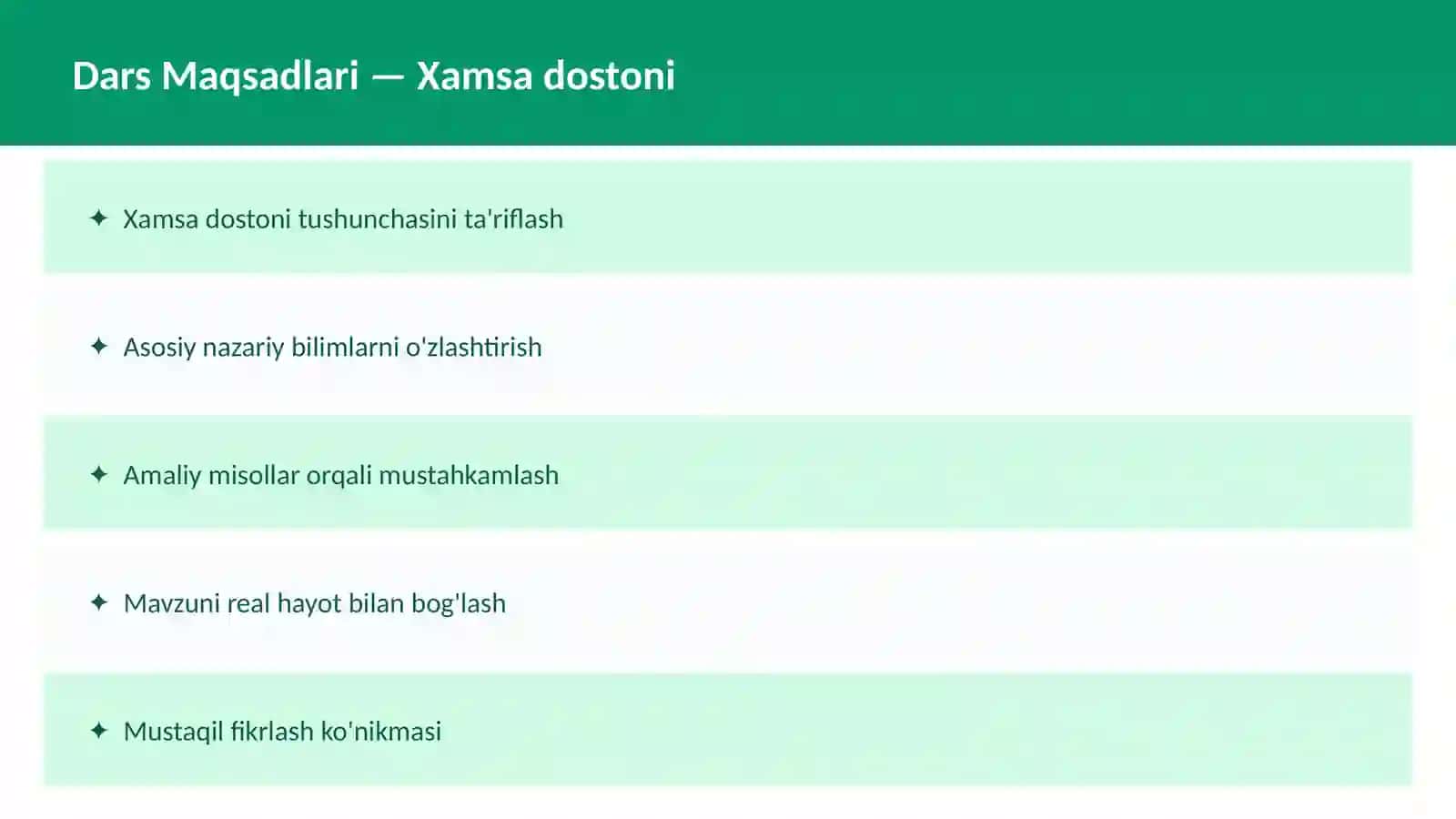 Dars ishlanma "Xamsa dostoni" 2