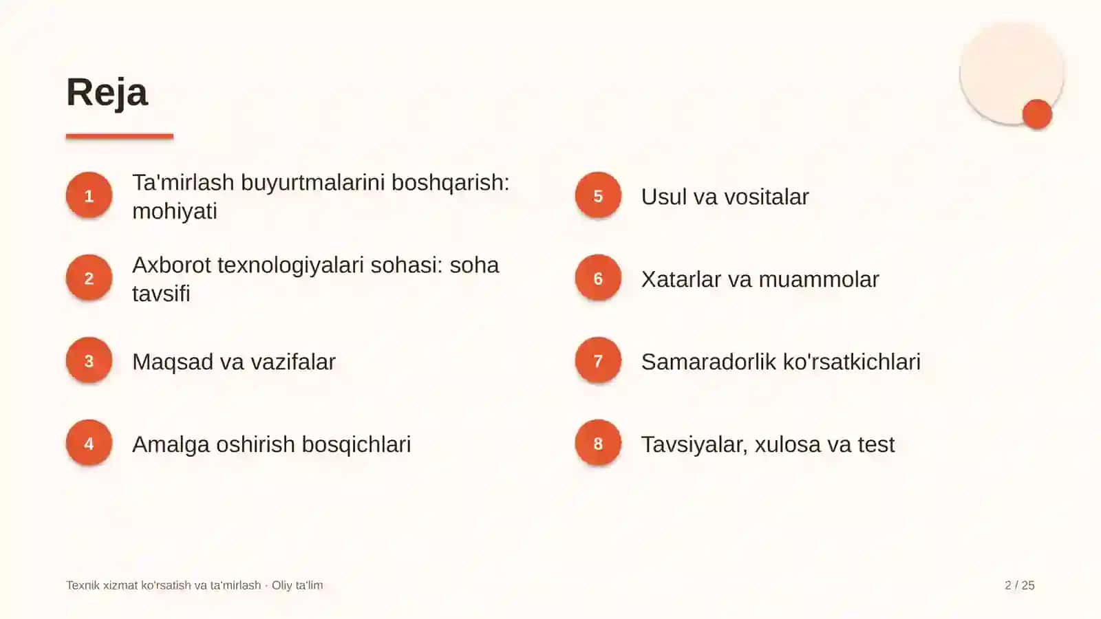 Axborot texnologiyalari sohasida ta'mirlash ishlariga buyurtmalarni boshqarish 2
