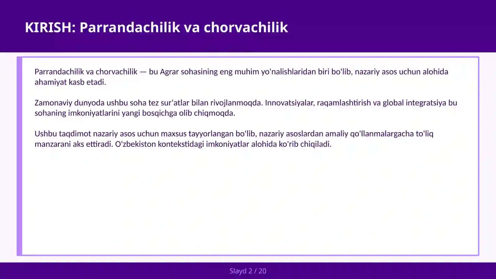 Parrandachilik va chorvachilik 2