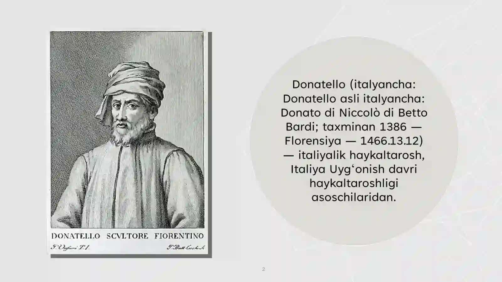 DONATELLA, LEONARDO DAVINCI VA KARAVDJO IJODI 2