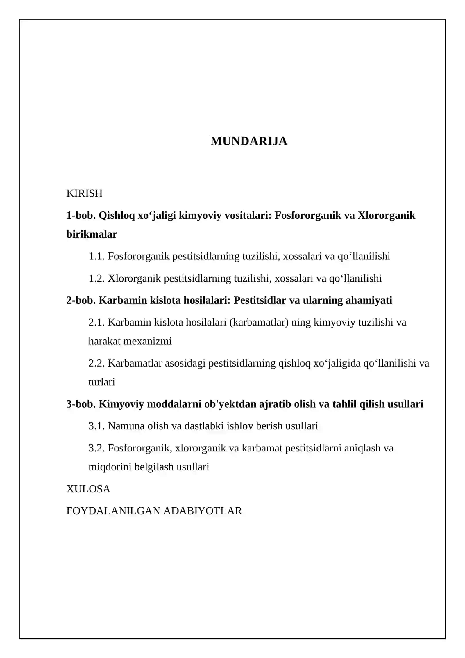 Qishloq xoʻjaligi kimyoviy vositalari: Fosfororganik va Xlororganik birikmalar 2