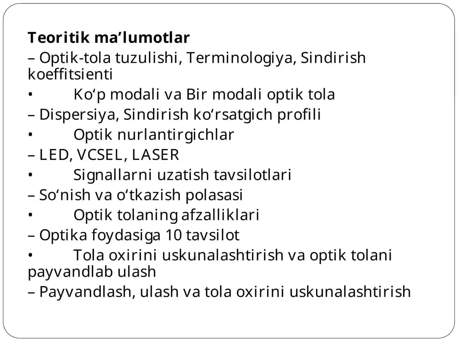 OPTIK-TOLALI ALOQA KABELLARI. 2