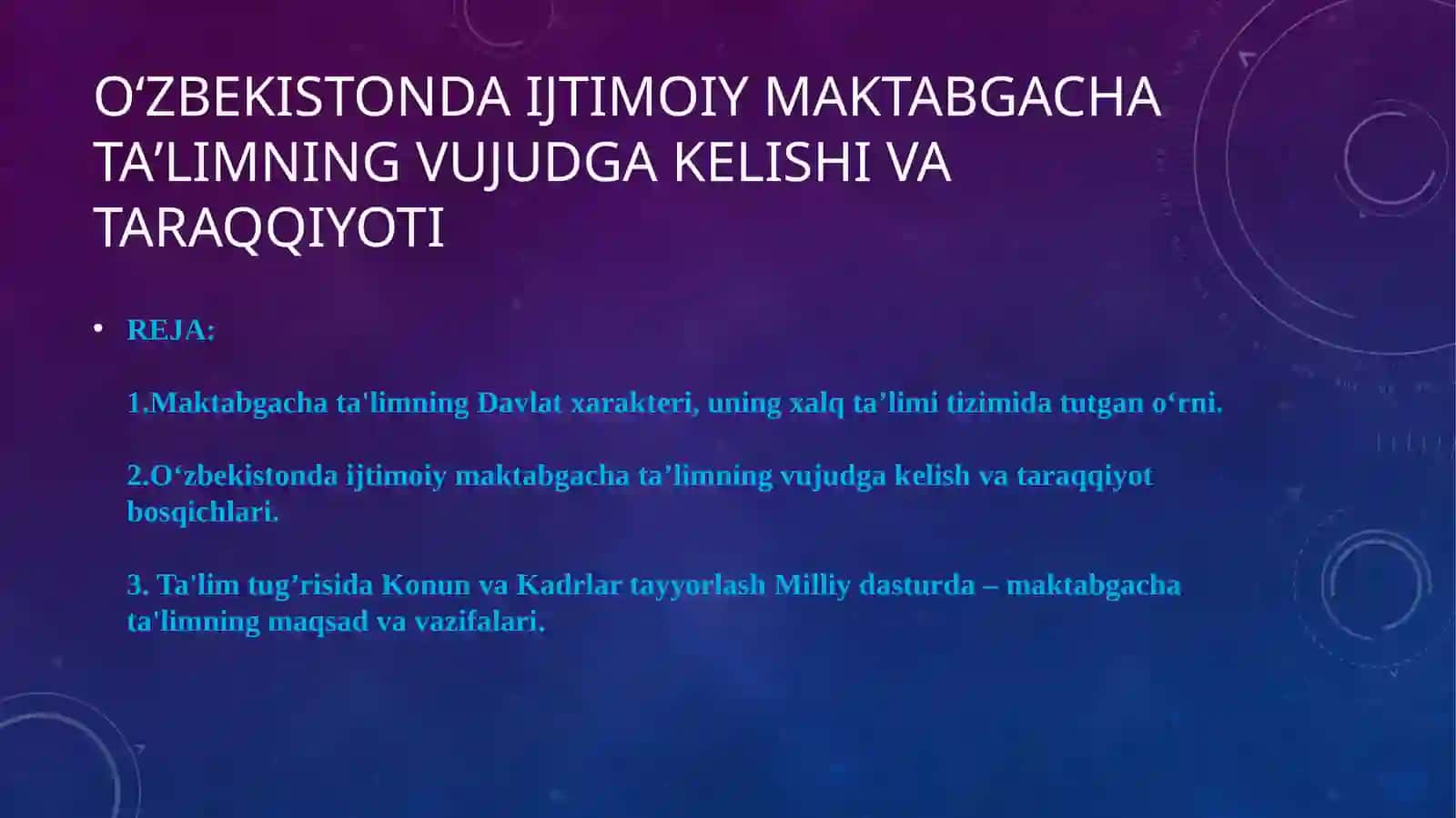 Maktabgacha ta'lim va sog'liqni saqlash 2