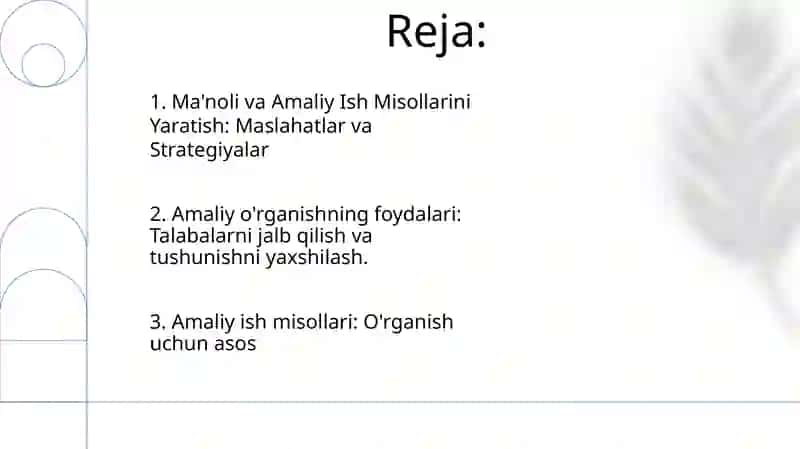 Amaliy ish namunalaridan foydalanish 2