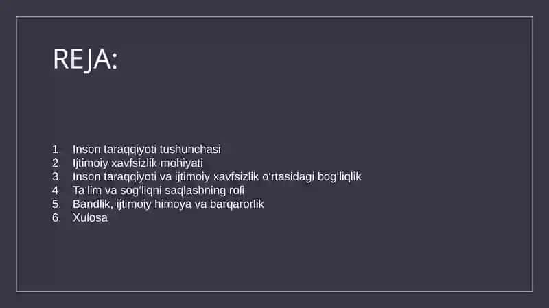 Inson taraqqiyotini ta’minlash va ijtimoiy xavfsizlik o‘rtasidagi bog‘liqlik masalalari 2