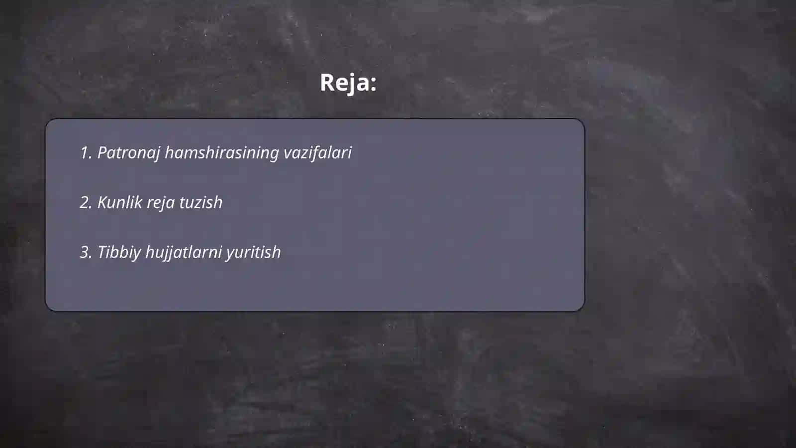 Patronaj hamshirasining faoliyati 2