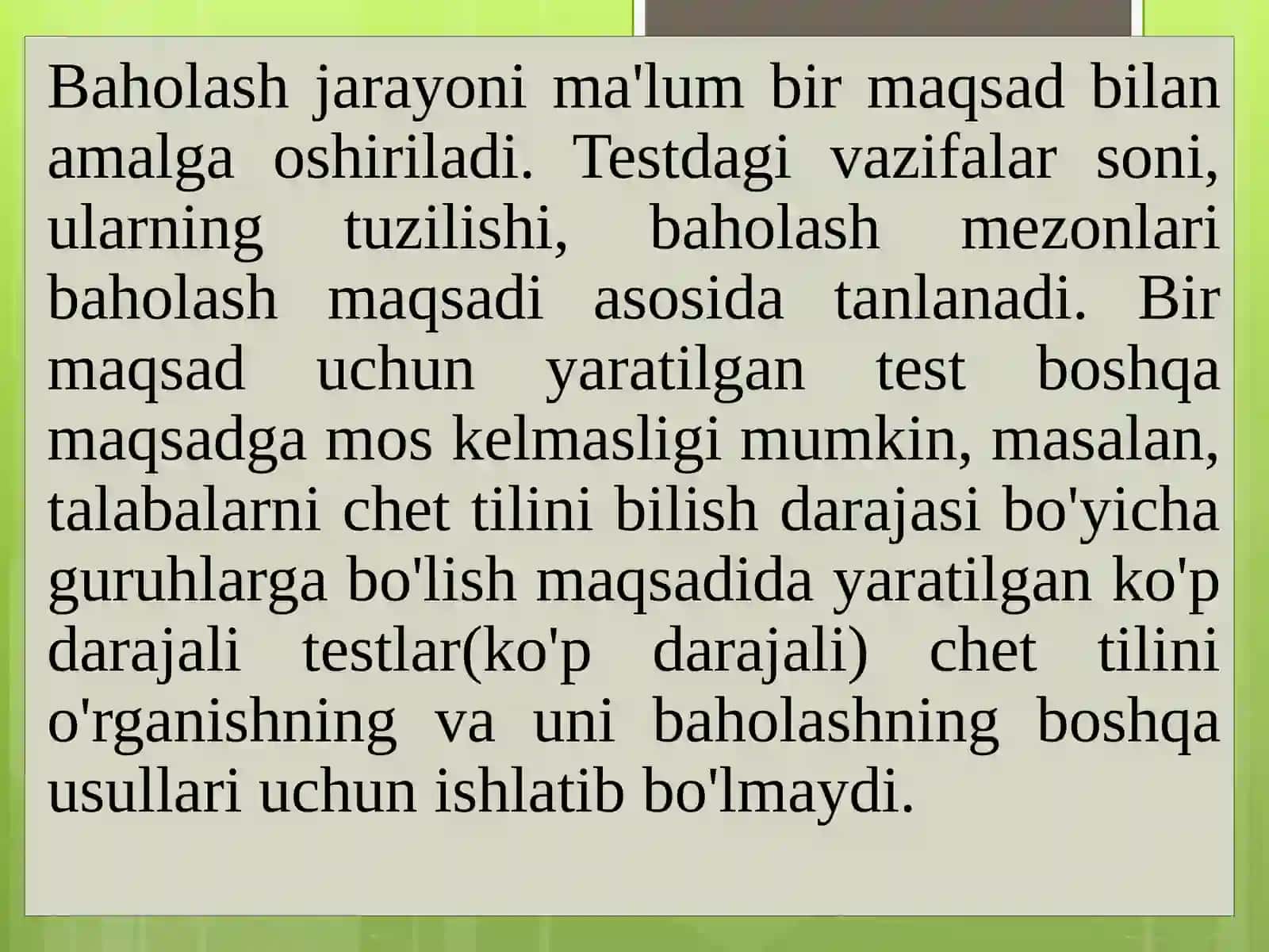 Pedagogiktestlarning tasnifi 2