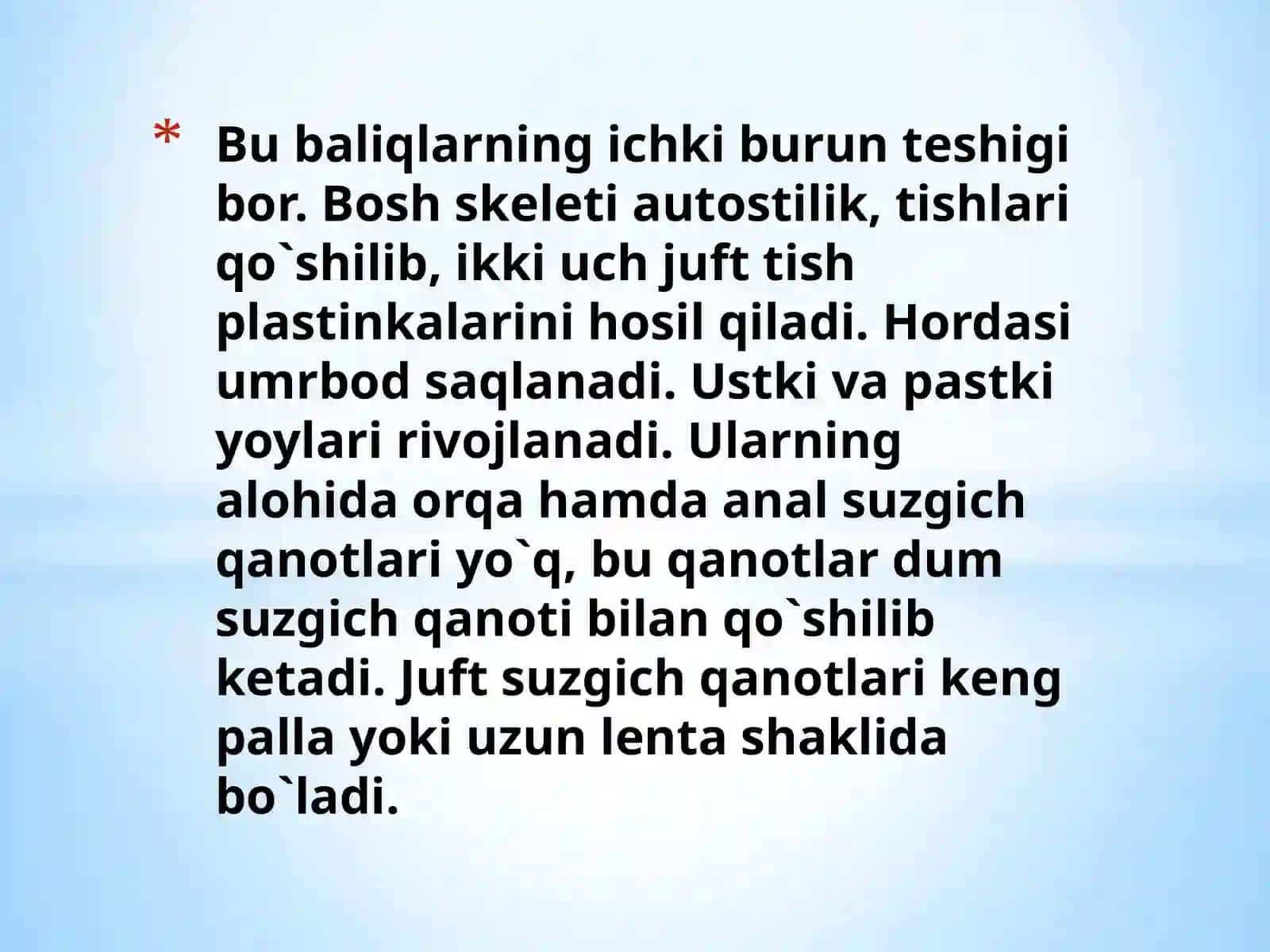 Ikkixil nafas oluvchilarning bittayoki ikki-tao'pkasi qizil o'ngachning oldingi uchiga qorin tomondan qo'shiladi 2