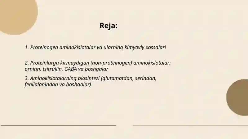 Aminokislotalar, nukleotidlar va ularning metabolizmi bilan bogʻliq molekulalar 2