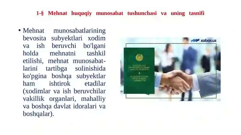 Mehnat huquqiy munosabatlar 2