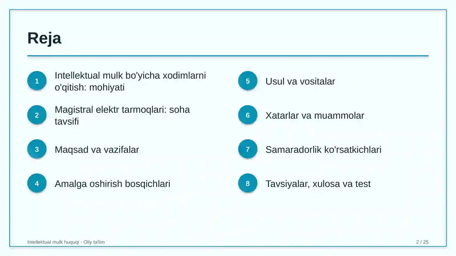 Magistral elektr tarmoqlarida intellektual mulk bo'yicha xodimlarni o'qitish 2