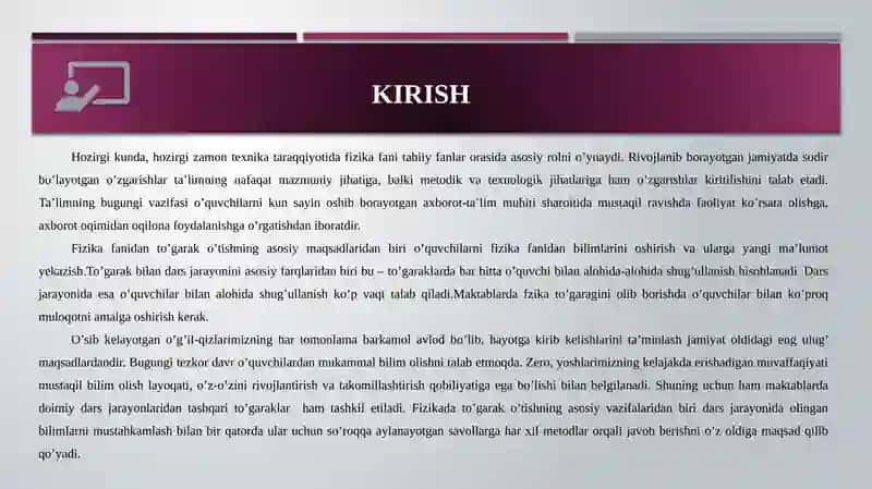 Fizikadan to‘garak mashg‘ulotlarini tashkil qilish metodikasi 2