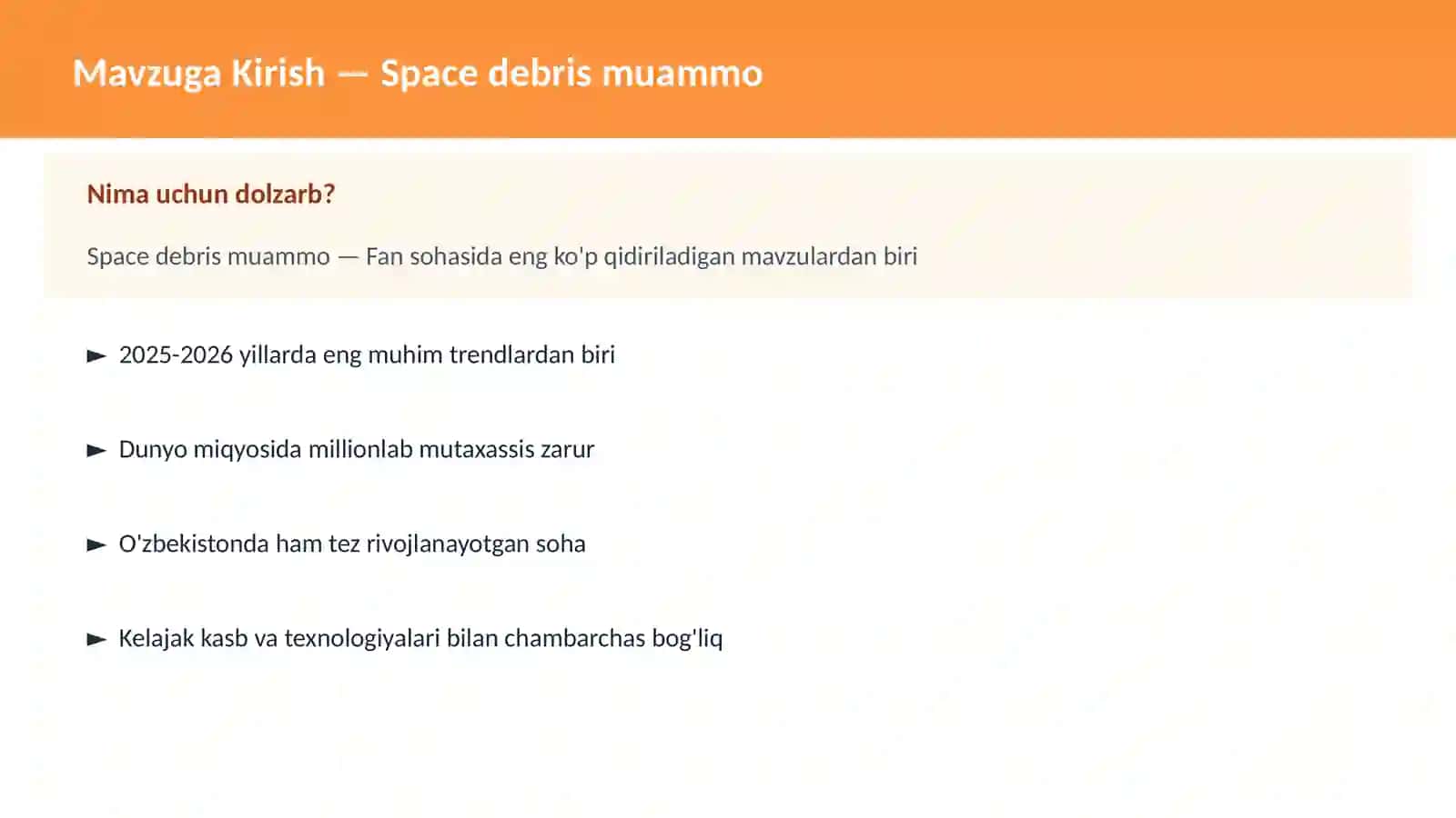 Space debris muammo 2