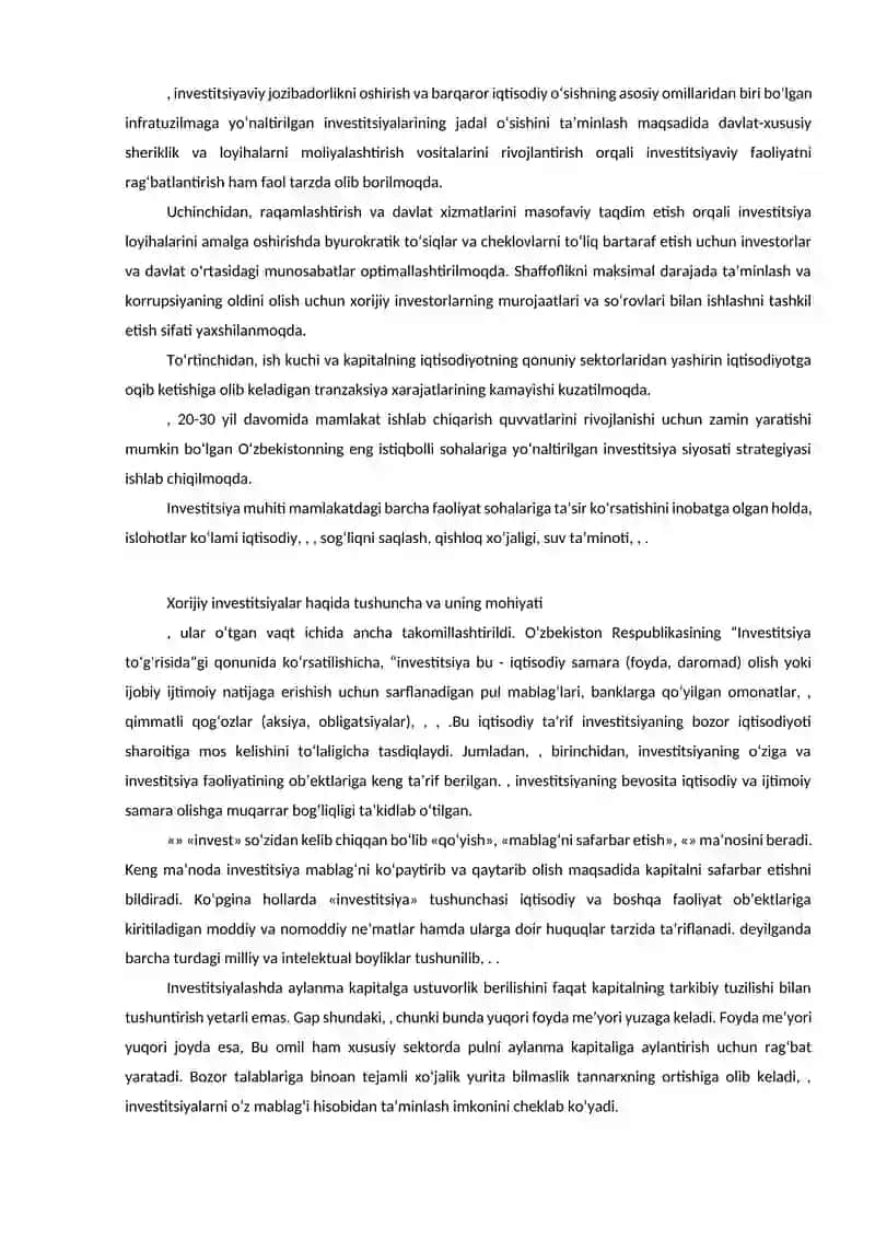 O’zbekiston Respublikasi investitsiya siyosati 2