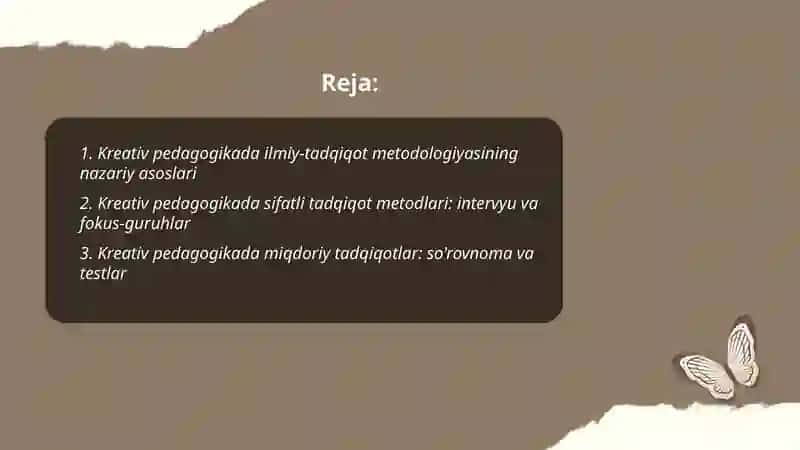 Kreativ pedagogika fanining ilmiy-tadqiqot metodlari 2