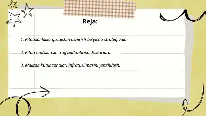 Maktablarda kitobxonlikni rivojlantirish va qoʻllab quvvatlash borasidagi ishlar 2