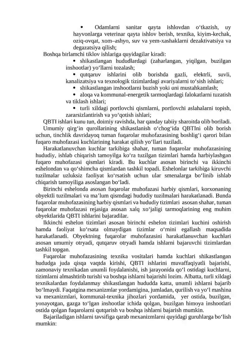Qutqaruv va birlamchi tiklov ishlarini tashkil etish 2