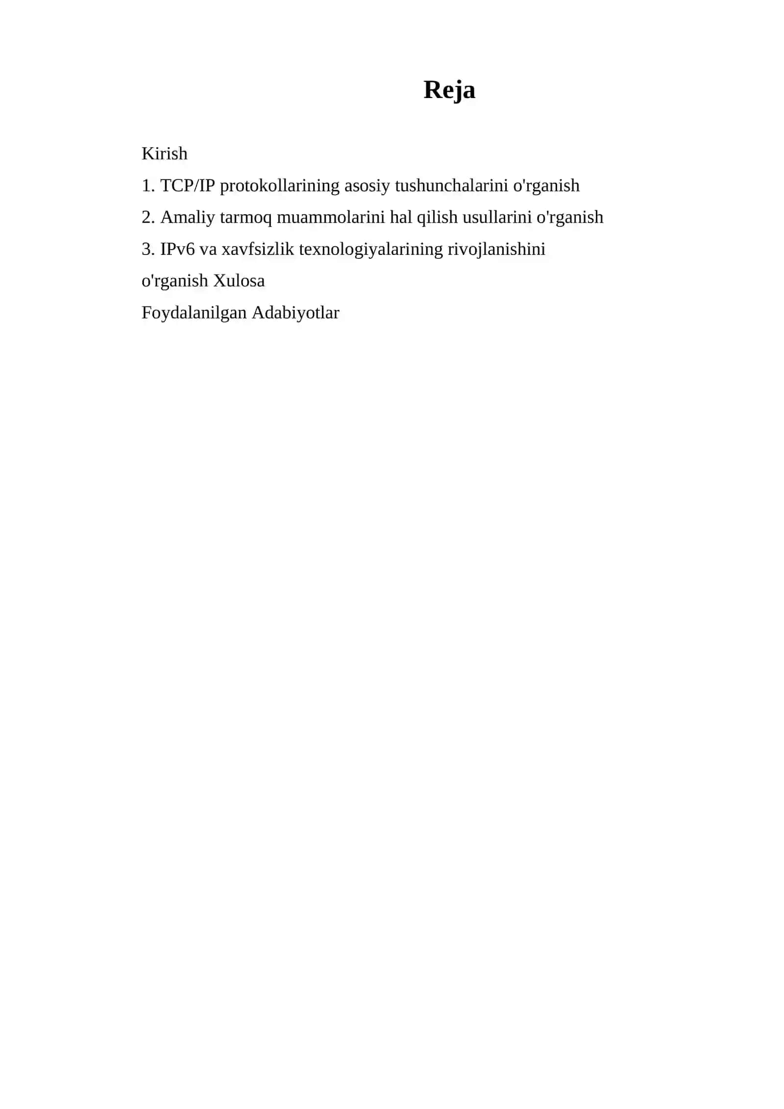 TCPIP Protokollar steki: Amaliy pog'ona 2