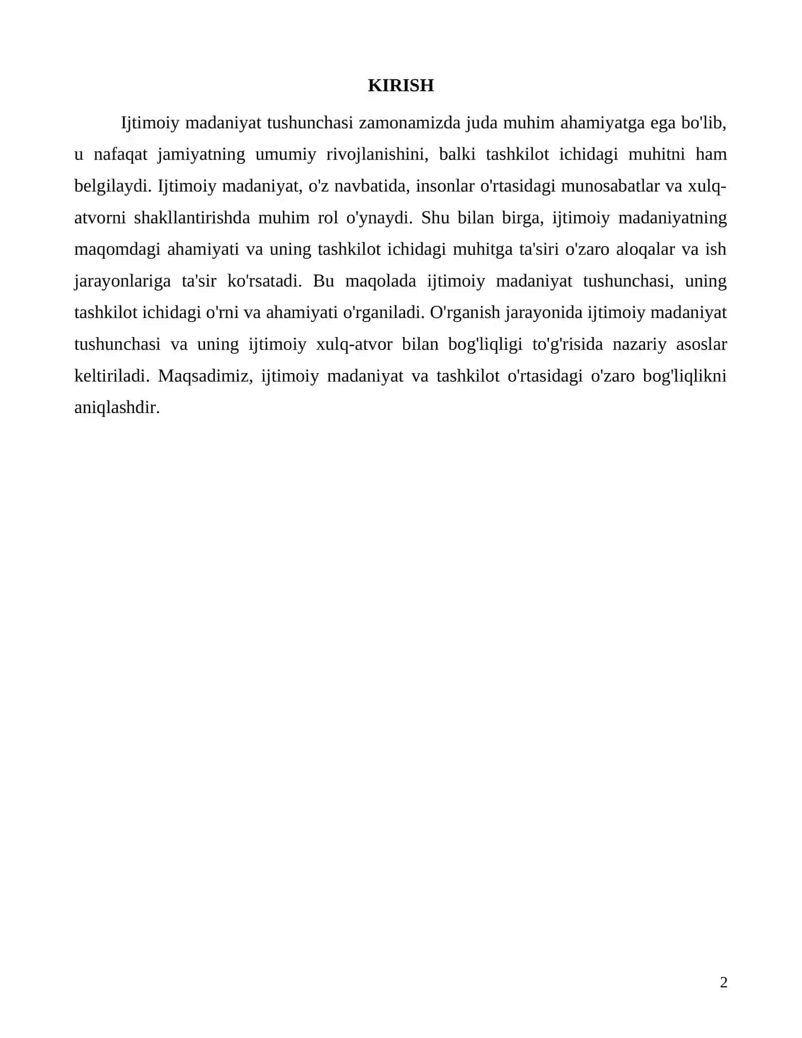 Ijitimoy madaniyat tushunchasi va uning maqomdagi roli 2
