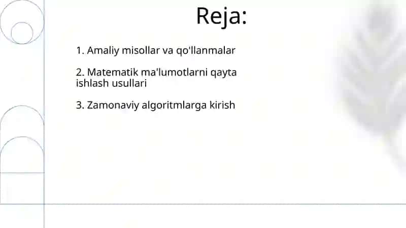 Matematikning zamonaviy algoritmlari 2