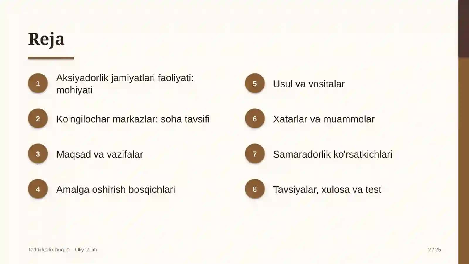 Ko'ngilochar markazlarda aksiyadorlik jamiyatlari faoliyati 2