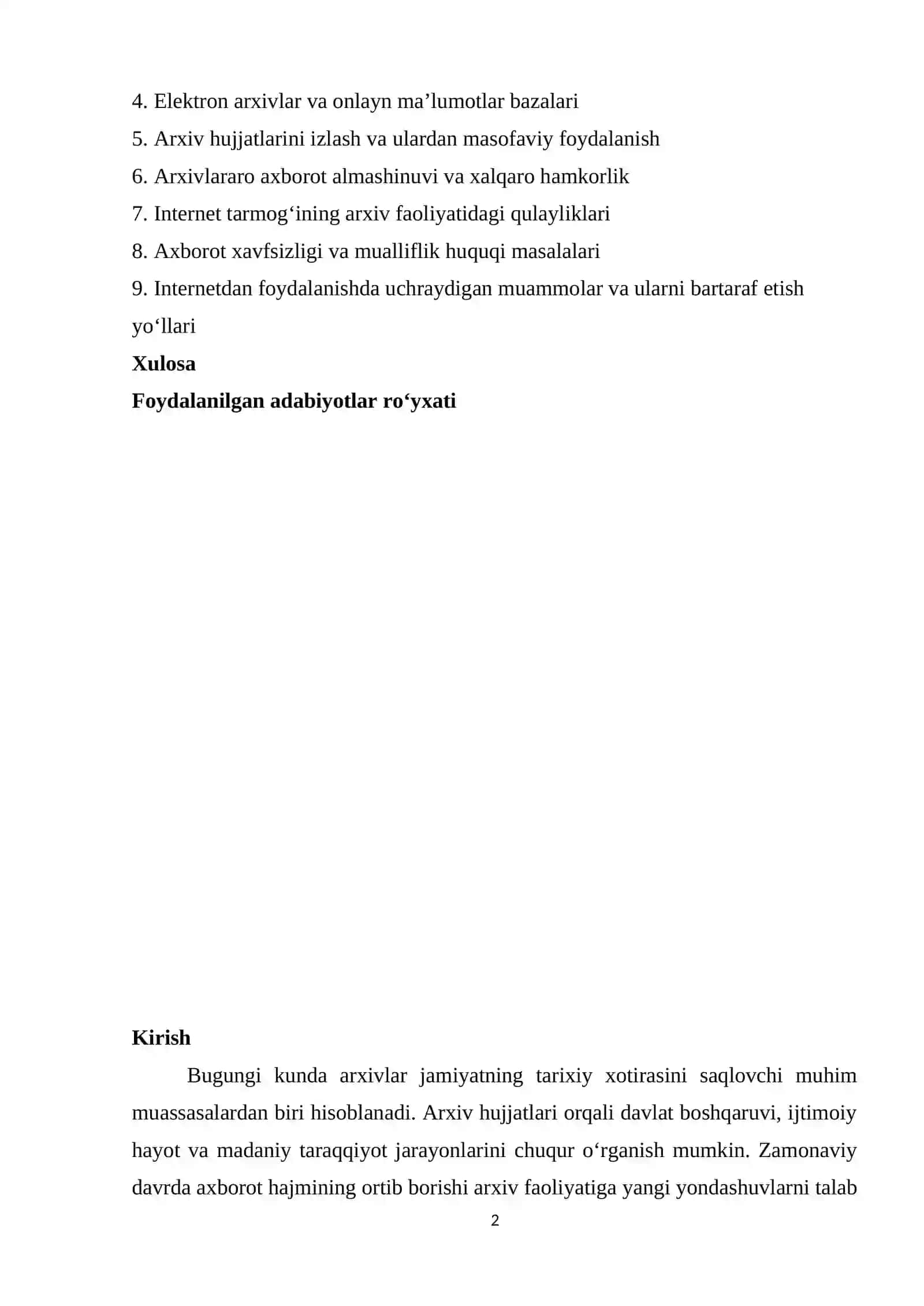 RAQAMLI MANBALAR VA ELEKTRON ARXIV ASOSLARI 2