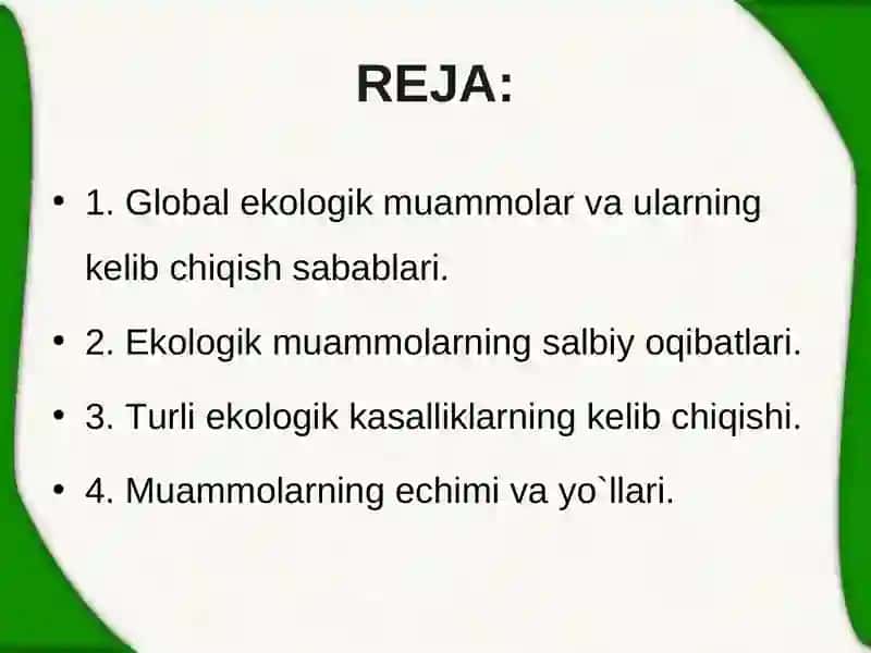 Mintaqaviy ekologik muammolar va ularningyechish yo’llari 2