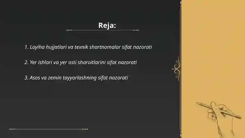 Yo'l qurilishining barcha bosqichlarida sifat nazoratini tashkil etish 2