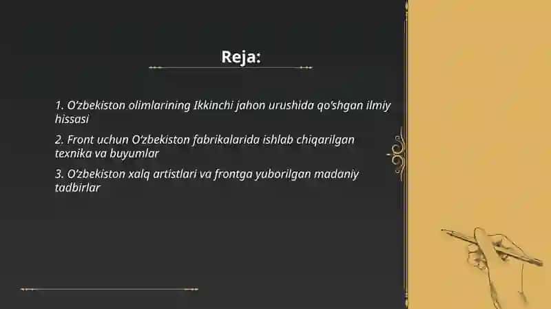O‘zbekiston olimlarining Ikkinchi jahon urushida qo‘shgan ilmiy hissasi 2