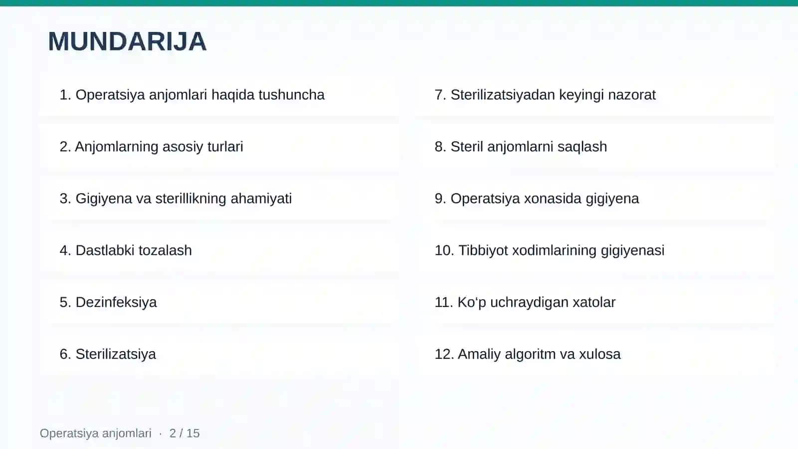 OPERATSIYA ANJOMLARINI SAQLASH VA GIGIYENA QOIDALARI 2