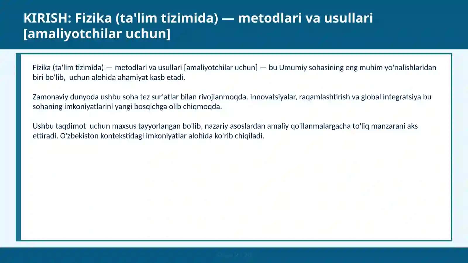 Fizika (ta'lim tizimida) - metodlari va usullari [amaliyotchilar uchun] 2
