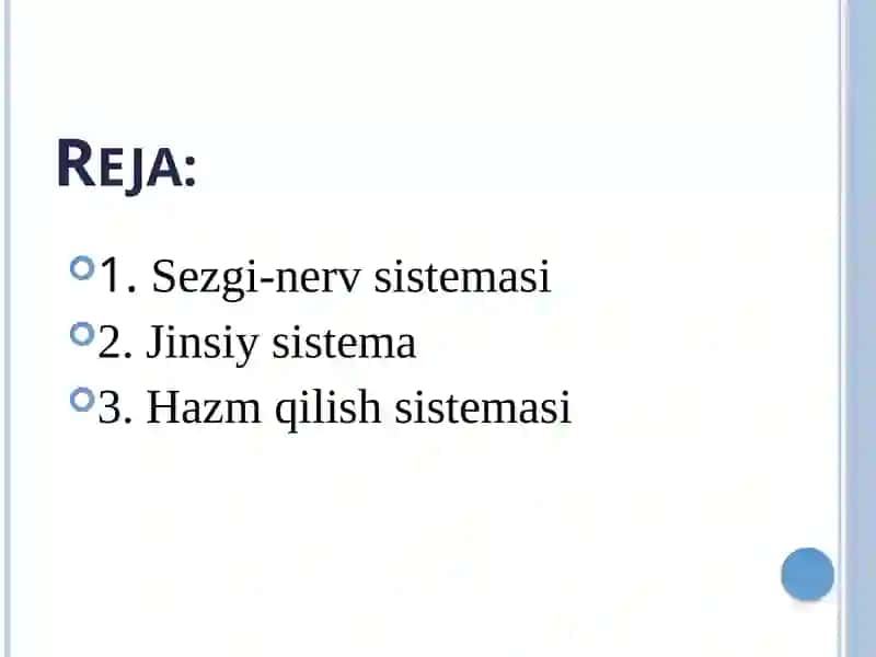 A’zolar sistemasi ontofilogenezi(sezgi-nerv,jinsiytizim, hazmqilish) 2